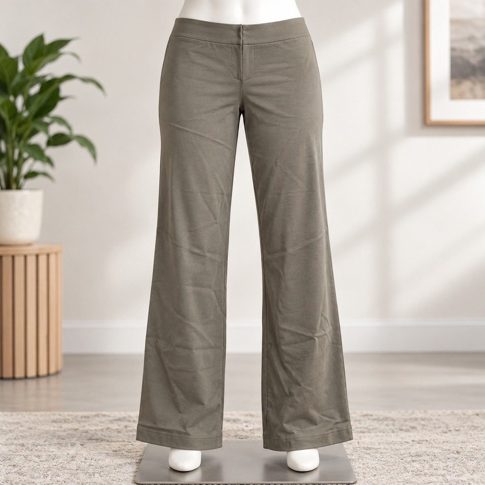 Eileen Fisher Dress Pants Womens S Olive Green Straight Leg Trousers